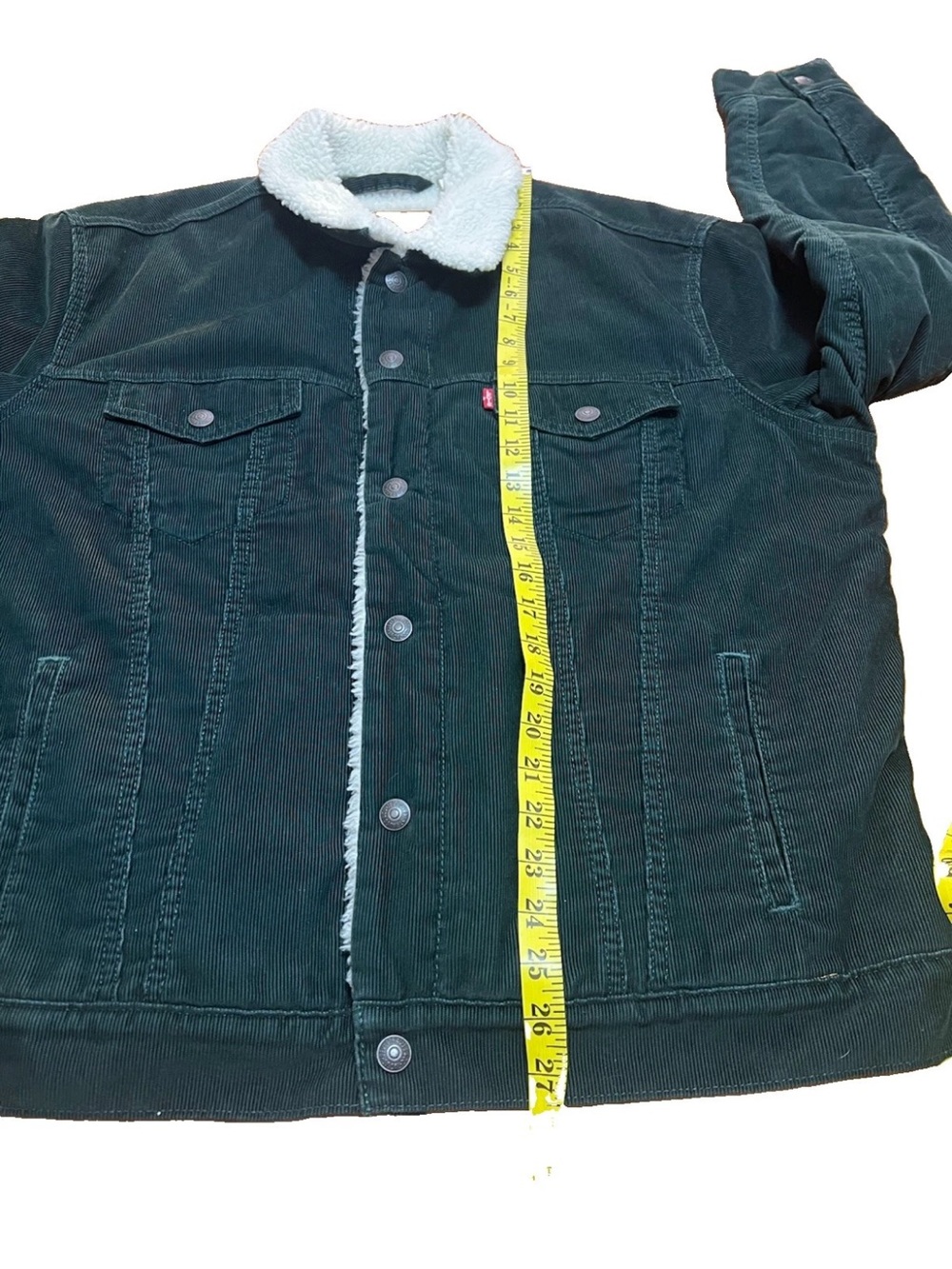 Levi’s Premium Sherpa Lined Corduroy Jacket Mens Large Dark Green Big E 16365-01 - Picture 10 of 11